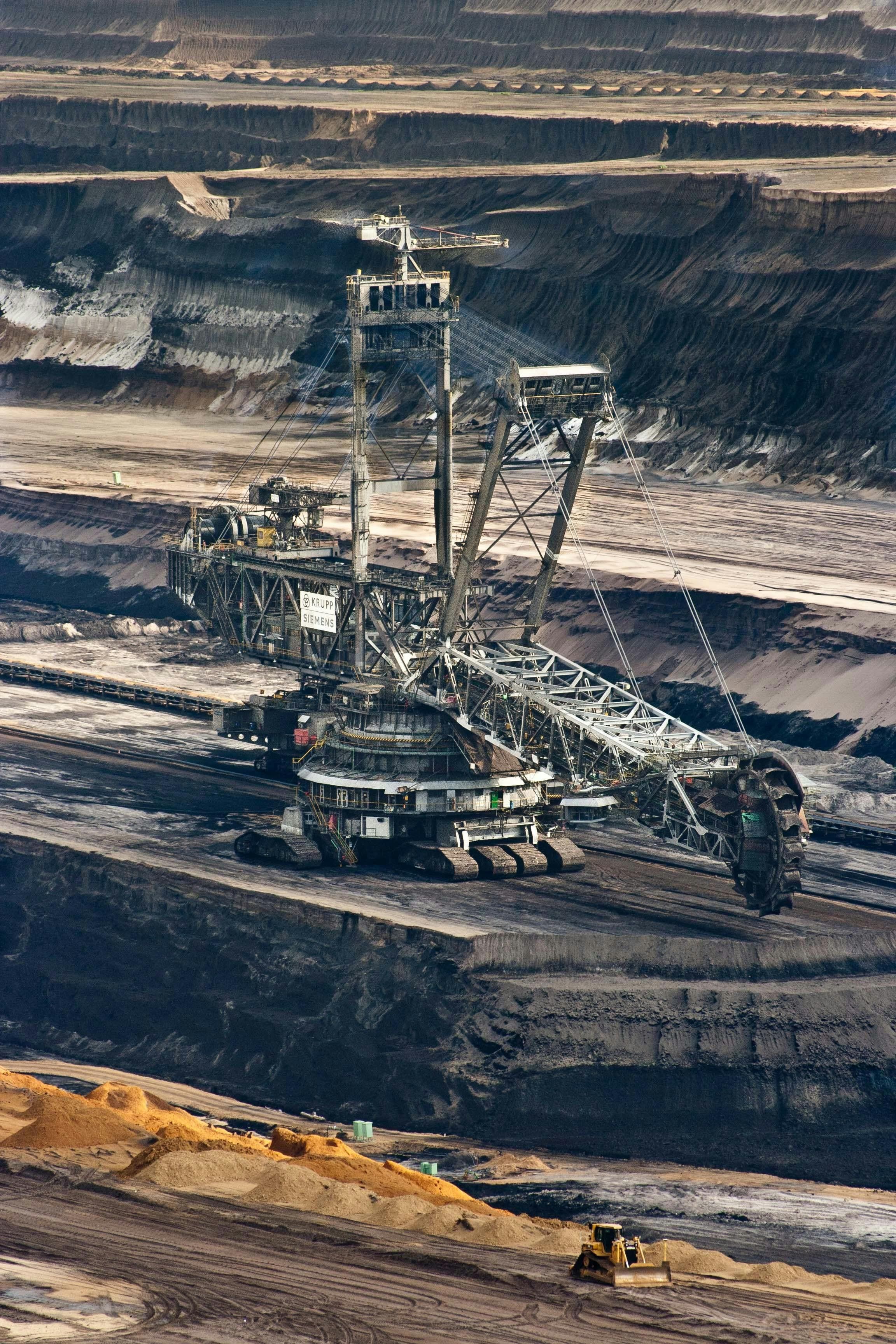 Mine workers with safety equipment